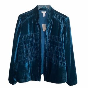 Chico's Velvet Chord Jacket in Darkest Teal